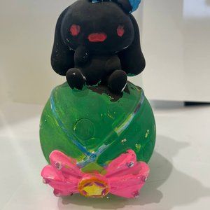 Handmade Cute Black Bunny Figurine - Unique Resin Art Toy, Home Decor